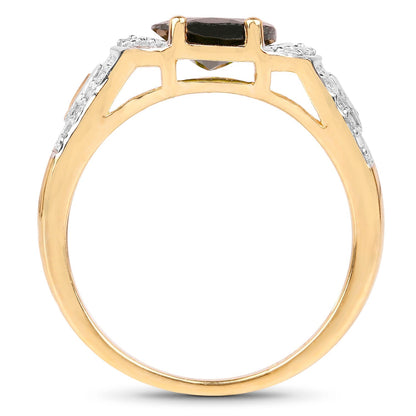 18K Yellow Gold Plated 2.79 Carat Genuine Chrome Diopside & White Topaz .925 Sterling Silver Ring Bids.com