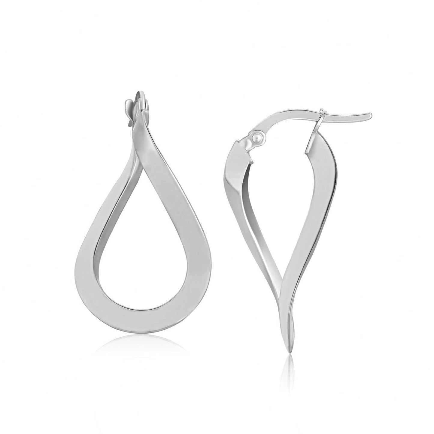 14k White Gold Twisted Freeform Hoop Earrings Bids.com