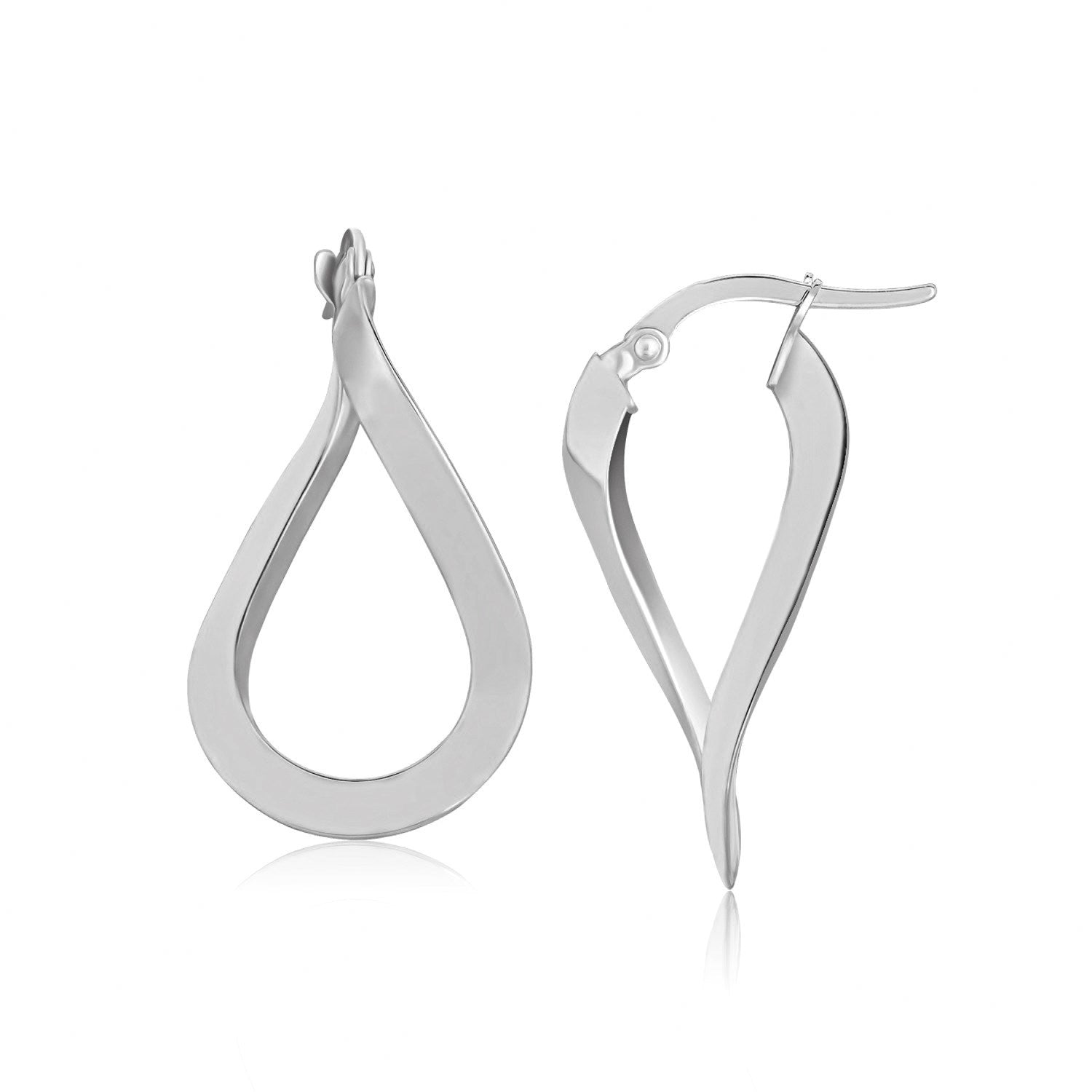 14k White Gold Twisted Freeform Hoop Earrings Bids.com