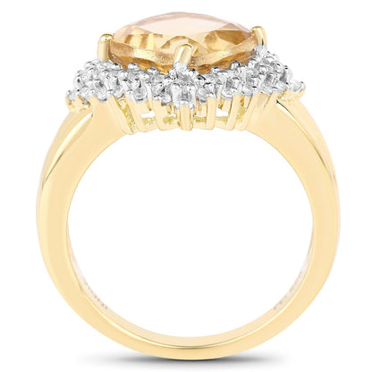 14K Yellow Gold Plated 3.58 Carat Genuine Citrine & White Topaz .925 Sterling Silver Ring Bids.com