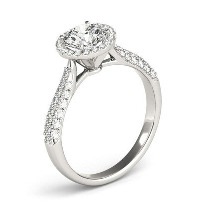 14k White Gold Halo Diamond Engagement Ring with Pave Band (1 1/3 cttw) Bids.com