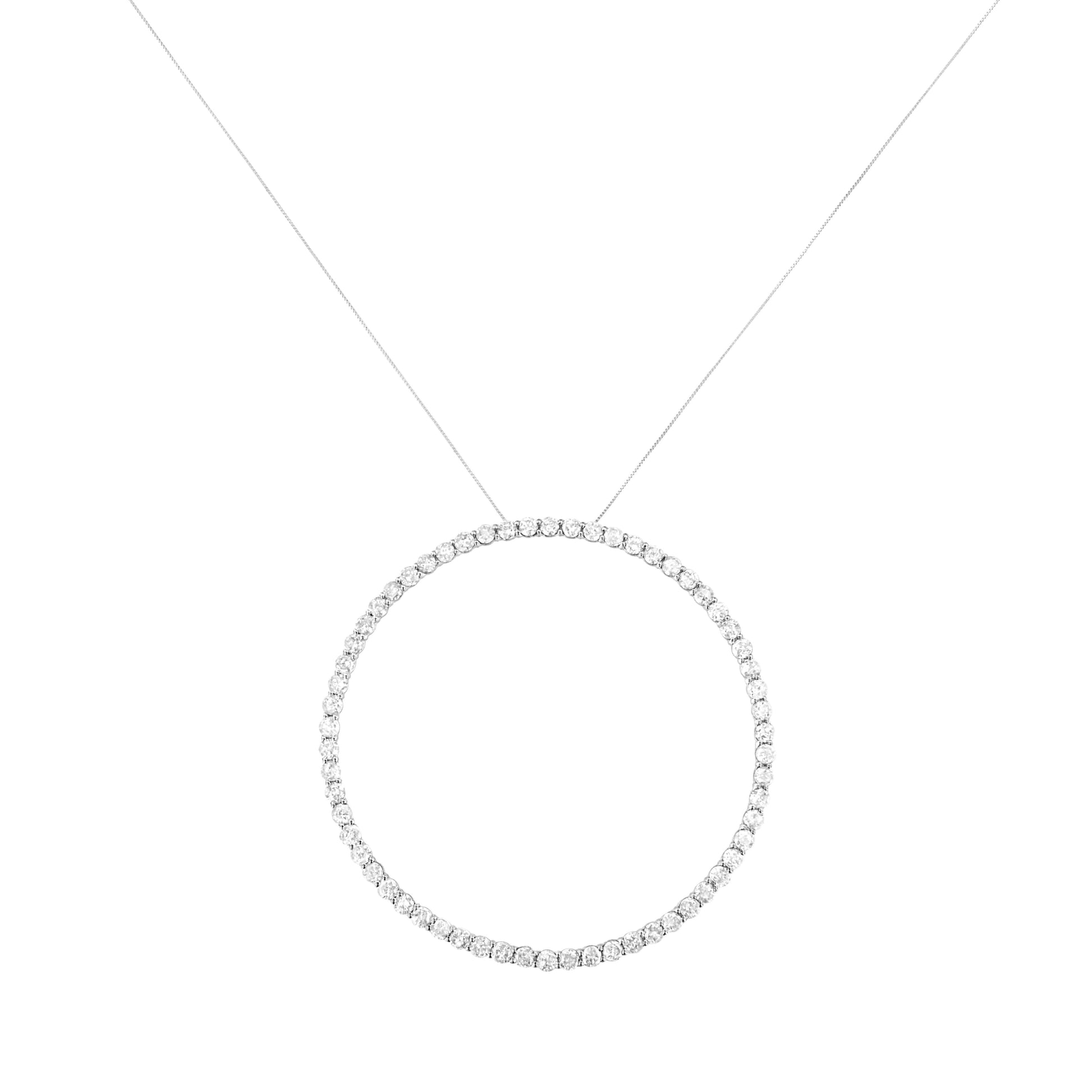 .925 Sterling Silver 5.0 Cttw Prong Set Round-cut Diamond Open Circle Hoop 18" Pendant Necklace (I-J Color, I2-I3 Clarity) Bids.com