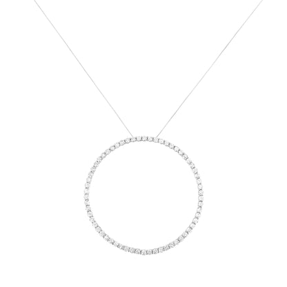 .925 Sterling Silver 5.0 Cttw Prong Set Round-cut Diamond Open Circle Hoop 18" Pendant Necklace (I-J Color, I2-I3 Clarity) Bids.com