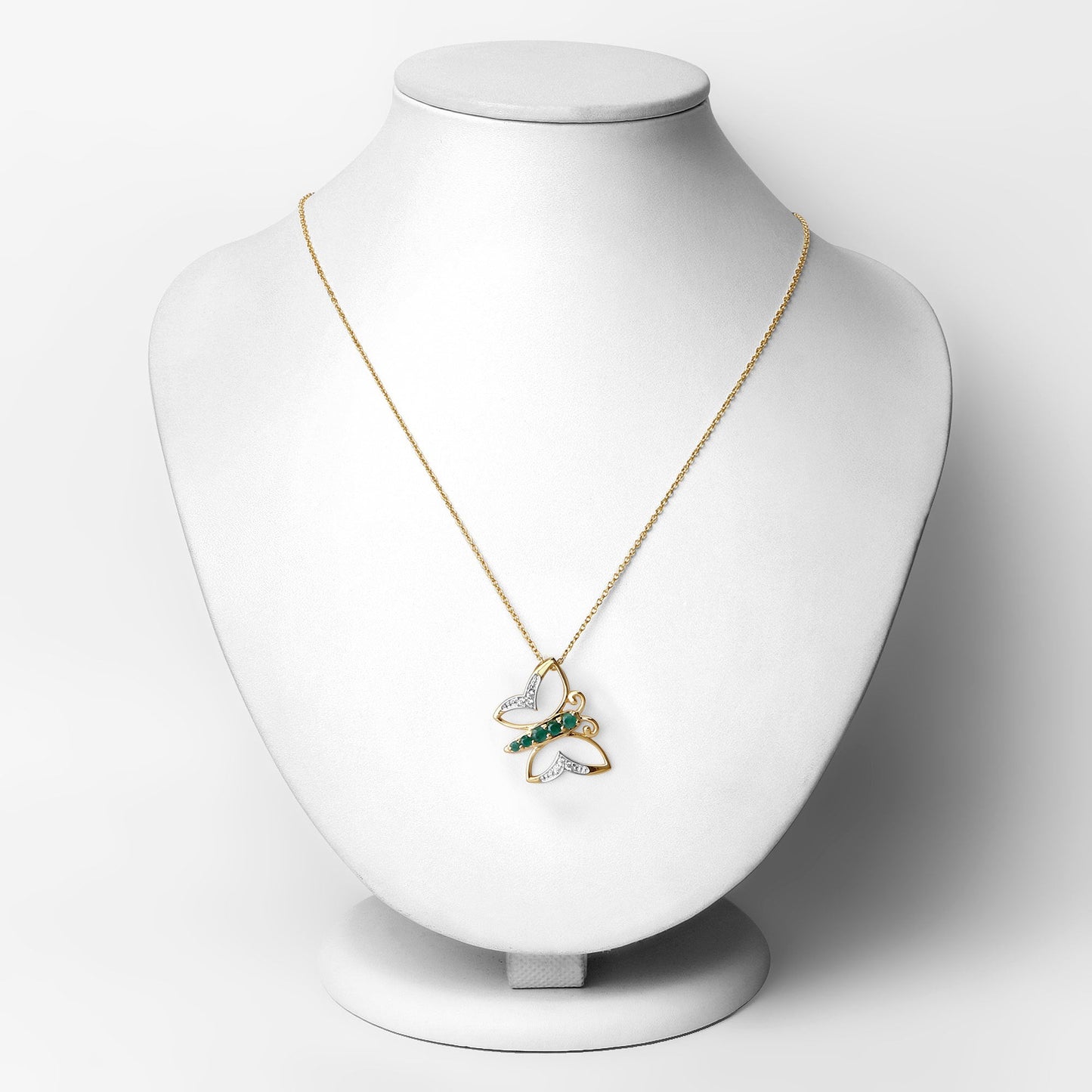 0.51 Carat Genuine Emerald and White Zircon .925 Sterling Silver Necklace Bids.com
