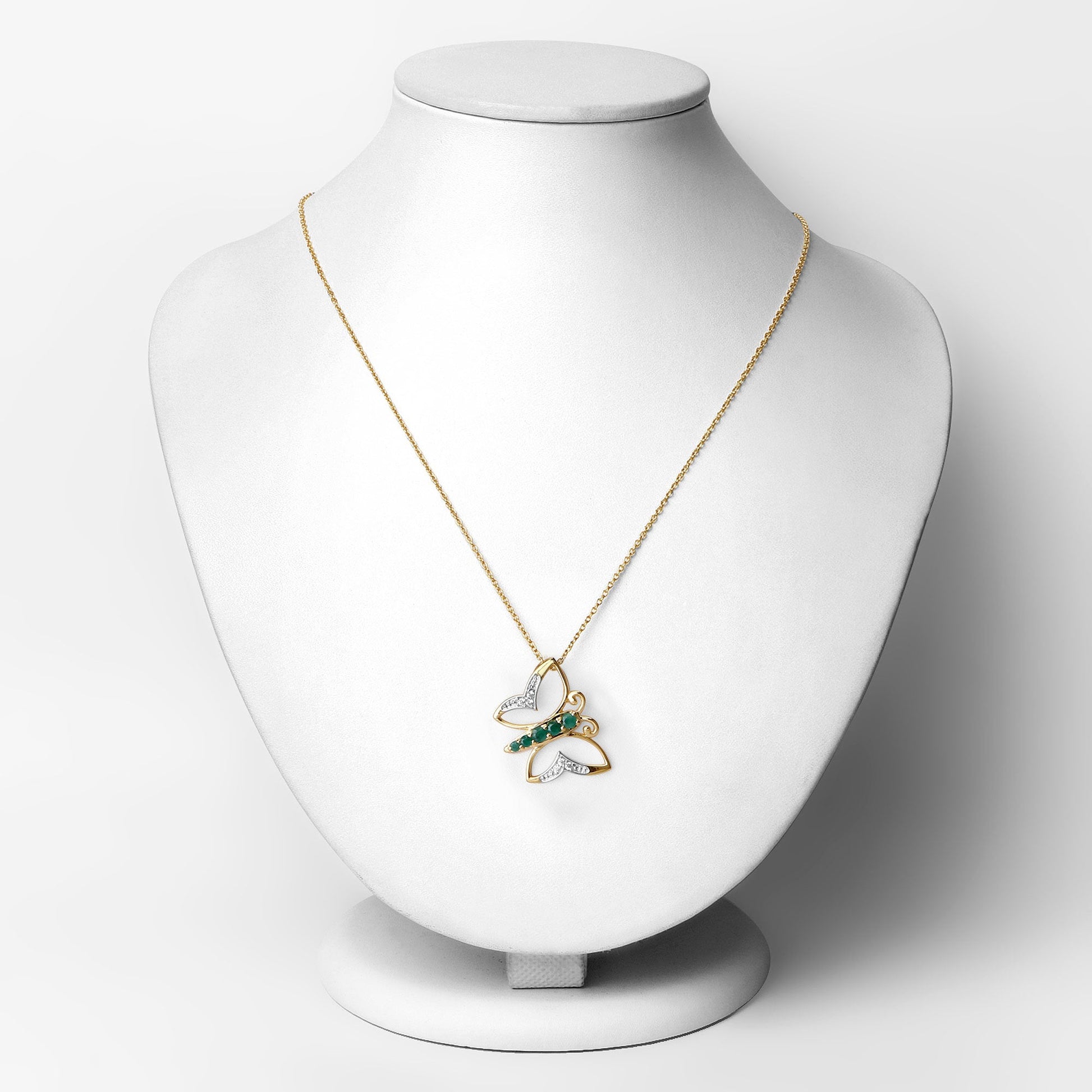 0.51 Carat Genuine Emerald and White Zircon .925 Sterling Silver Necklace Bids.com