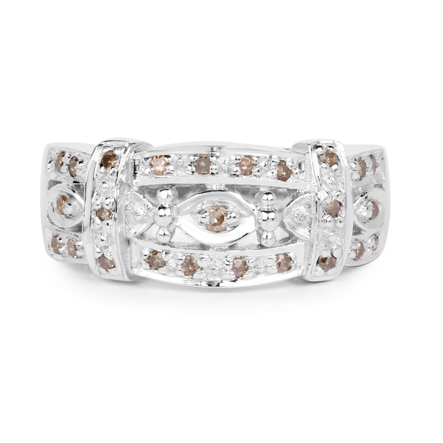 0.32 Carat Genuine Champagne Diamond .925 Sterling Silver Ring Bids.com