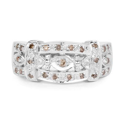 0.32 Carat Genuine Champagne Diamond .925 Sterling Silver Ring Bids.com