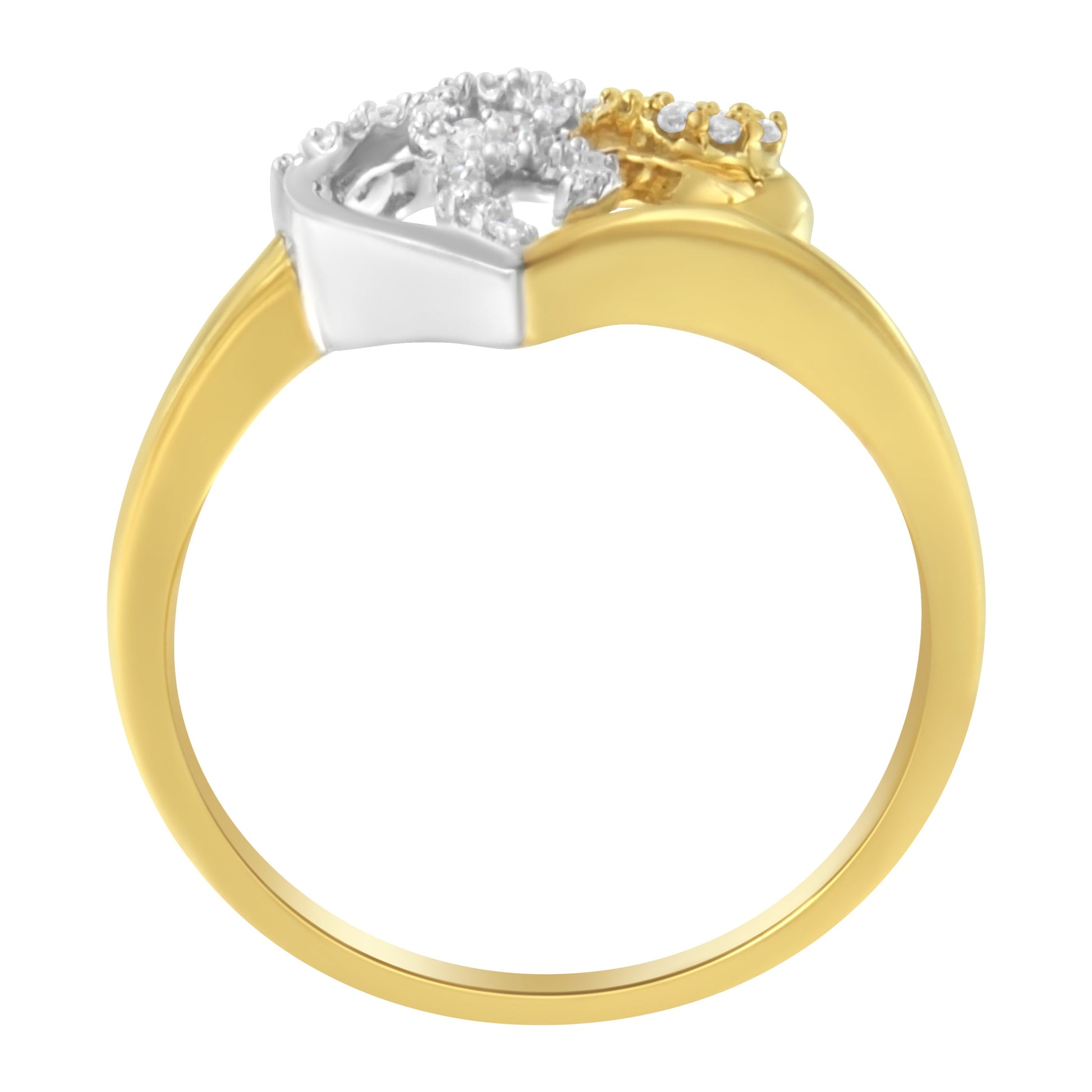 10K Two-Toned Gold Diamond Heart Shape Cluster Ring (1/6 Cttw, H-I Color, I1-I2 Clarity) - Size 6 Bids.com