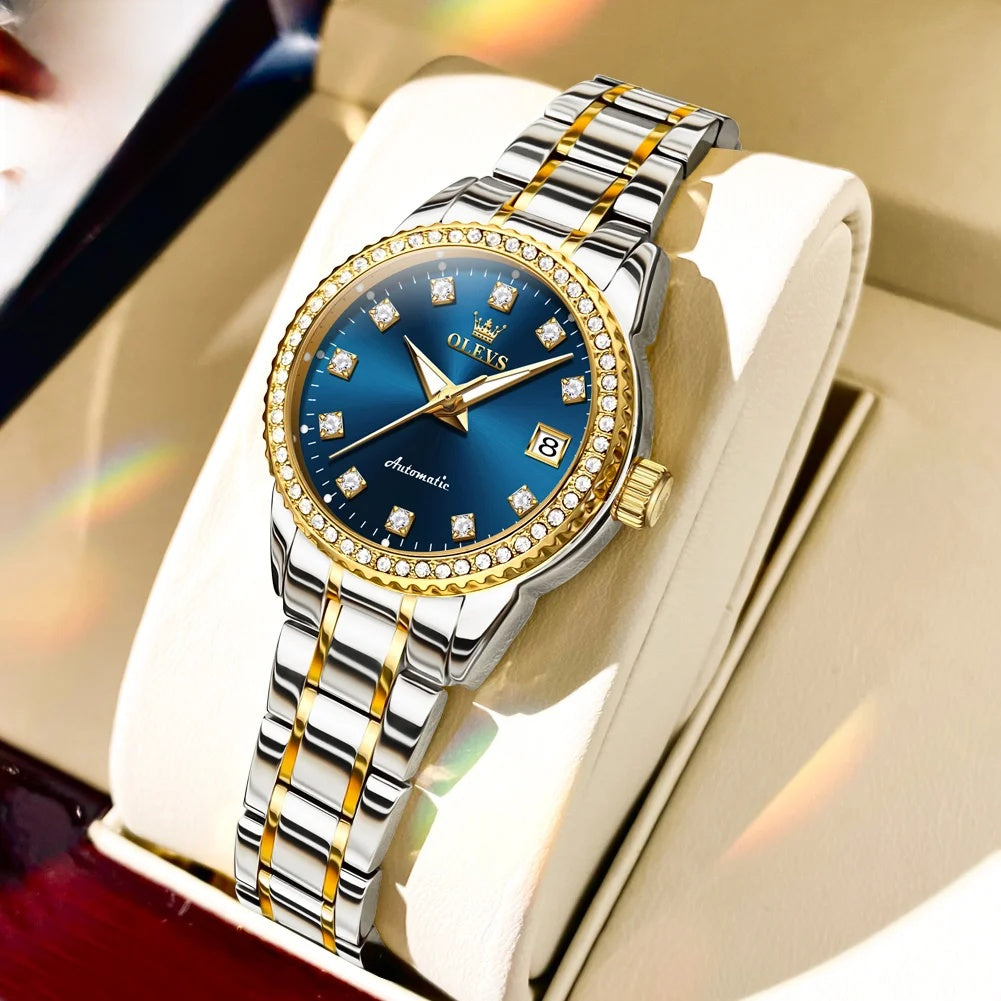 Women's Automatic Mechanical Diamond Dial Stainless Watch BandsCo Straps