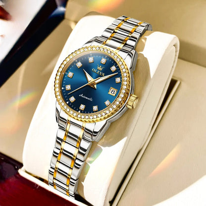 Women's Automatic Mechanical Diamond Dial Stainless Watch BandsCo Straps
