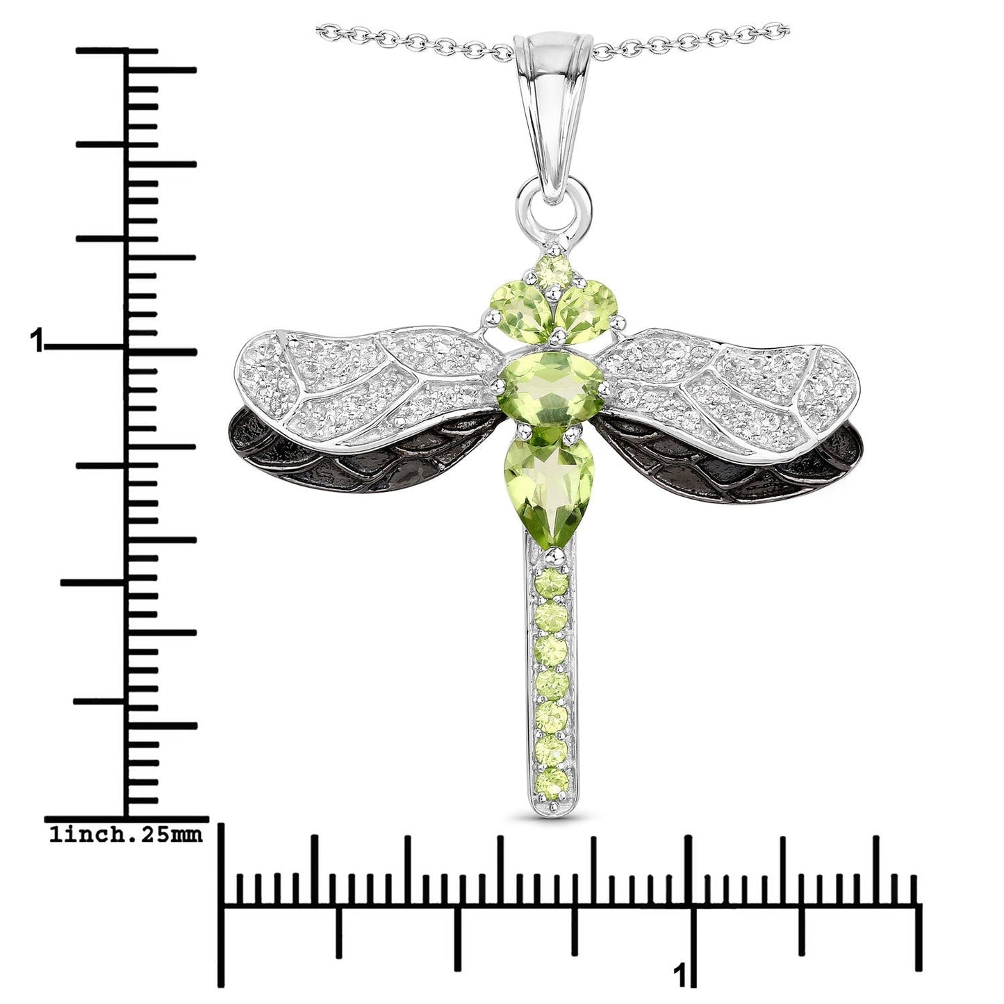 1.98 Carat Genuine Peridot and White Topaz .925 Sterling Silver Pendant Bids.com