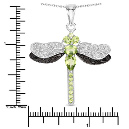 1.98 Carat Genuine Peridot and White Topaz .925 Sterling Silver Pendant Bids.com