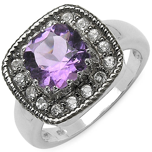 2.53 Carat Genuine Amethyst & Tanzanite .925 Sterling Silver Ring Bids.com