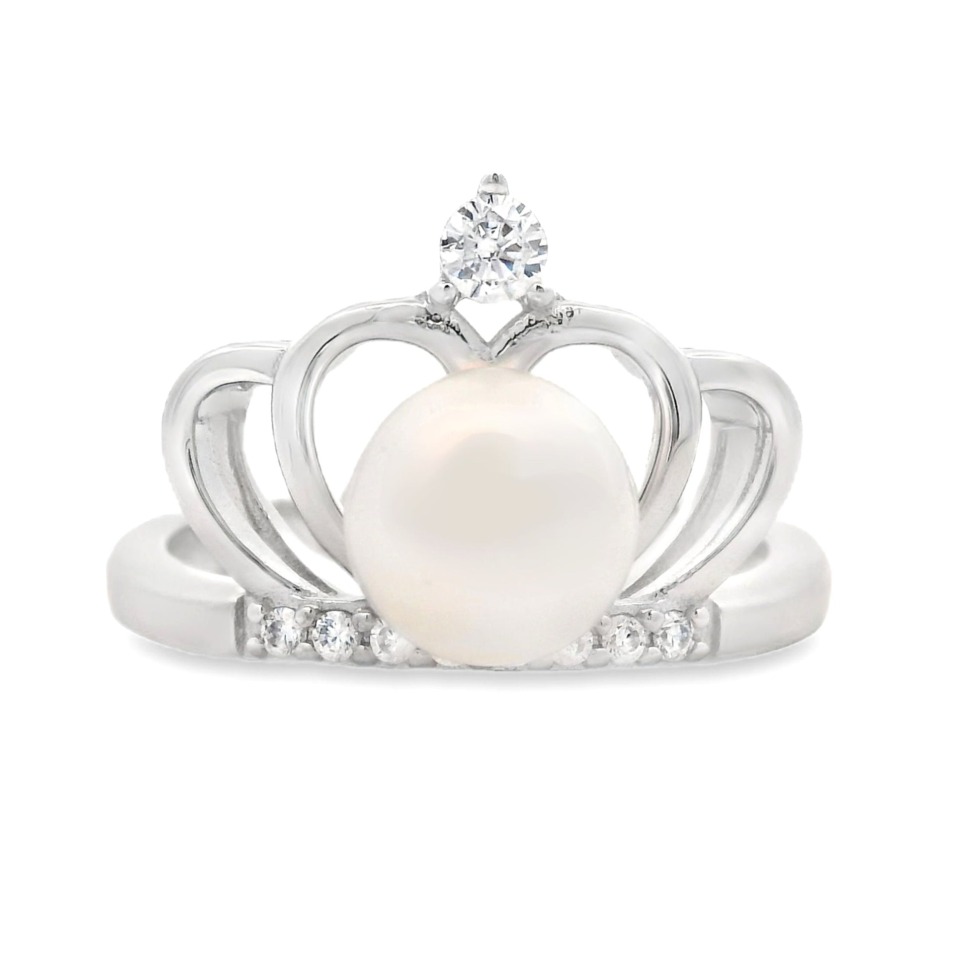 Natural FW Pearl Cubic Zirconium Ring Sterling Silver Bids.com