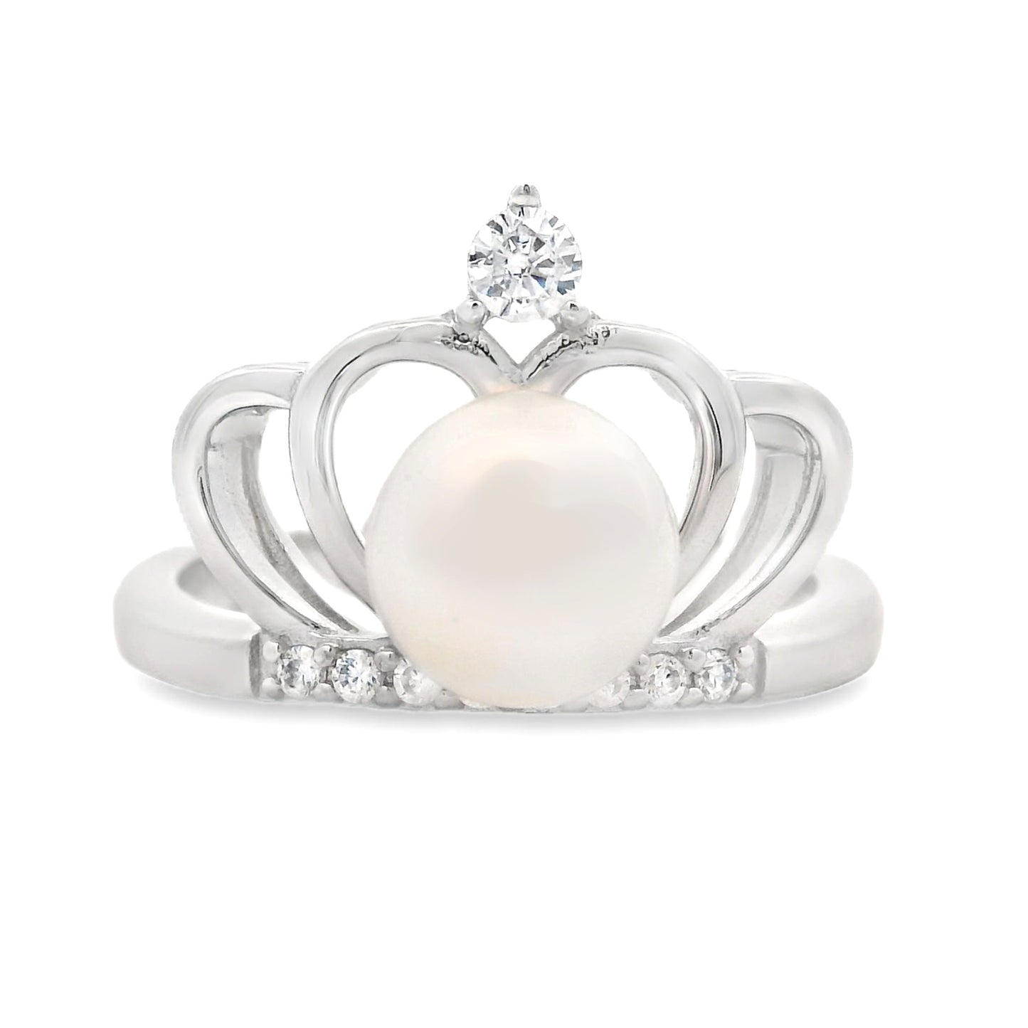 Natural FW Pearl Cubic Zirconium Ring Sterling Silver Bids.com