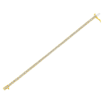 14K Yellow Gold Plated .925 Sterling Silver 3.0 Cttw Miracle-Set Diamond Tennis Bracelet (L-M Color, I2-I3 Clarity) - 7.25" Bids.com