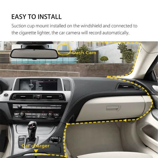 A6T 4-Inch 170° Wide Angle Full HD 1080P Car DVR Dual Lens Dash Cam Rear View Camera Video Recorder with Touch Screen DailySale