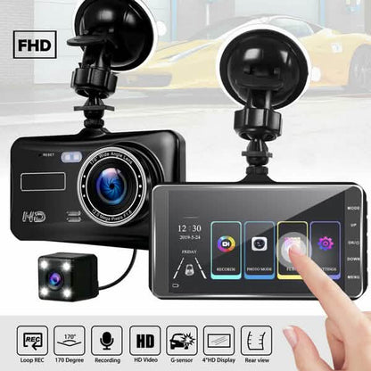 A6T 4-Inch 170° Wide Angle Full HD 1080P Car DVR Dual Lens Dash Cam Rear View Camera Video Recorder with Touch Screen DailySale