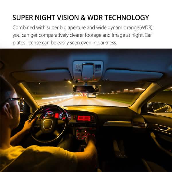 A6T 4-Inch 170° Wide Angle Full HD 1080P Car DVR Dual Lens Dash Cam Rear View Camera Video Recorder with Touch Screen DailySale