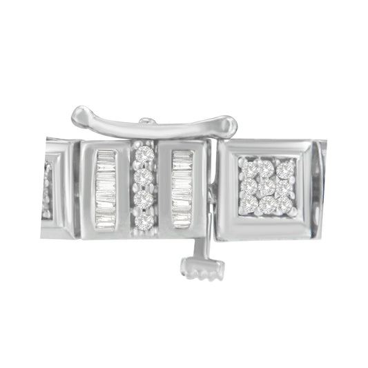 10K White Gold Round and Baguette Cut Diamond Bracelet (2.00 cttw, H-I Color, I2-I3 Clarity) Bids.com