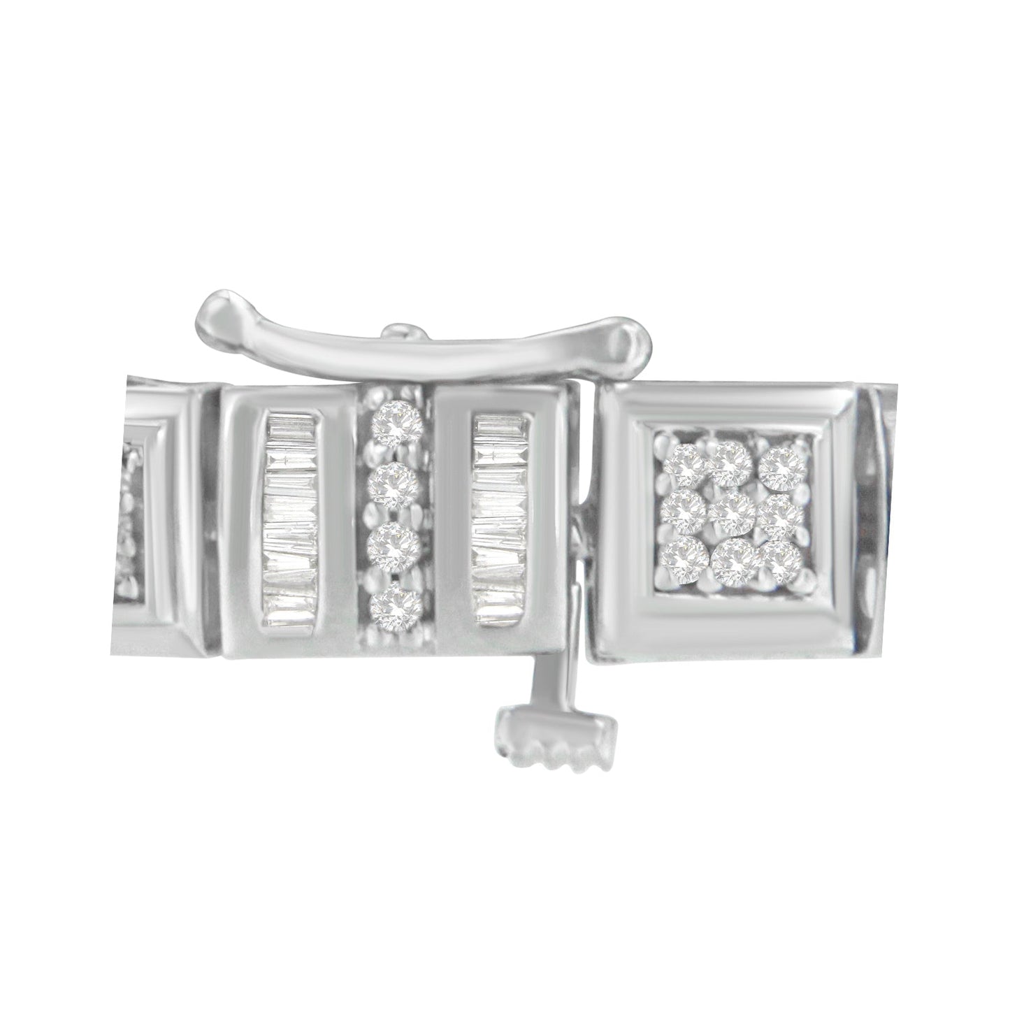 10K White Gold Round and Baguette Cut Diamond Bracelet (2.00 cttw, H-I Color, I2-I3 Clarity) Bids.com