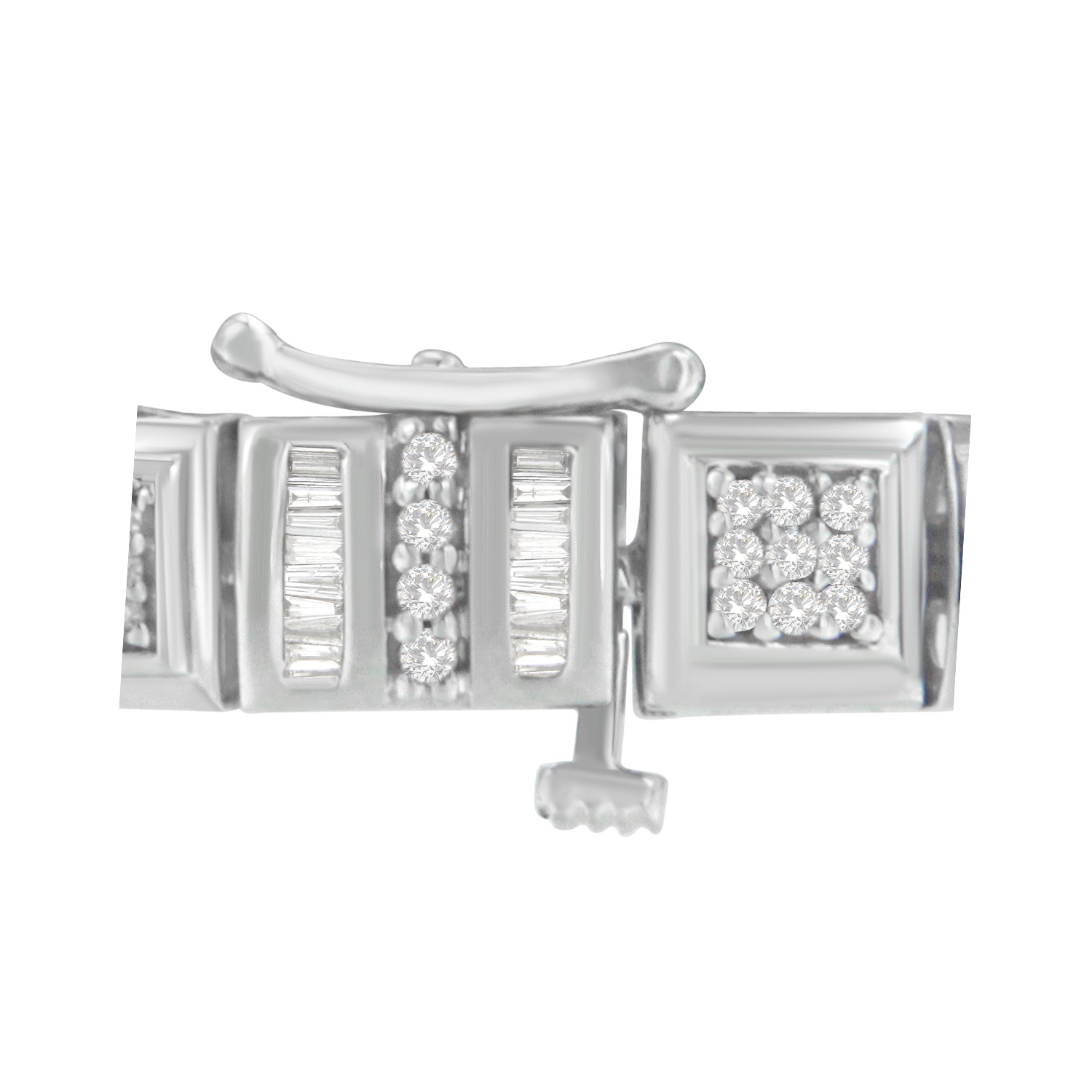 10K White Gold Round and Baguette Cut Diamond Bracelet (2.00 cttw, H-I Color, I2-I3 Clarity) Bids.com