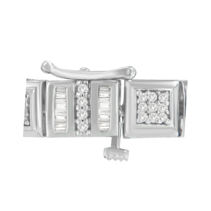 10K White Gold Round and Baguette Cut Diamond Bracelet (2.00 cttw, H-I Color, I2-I3 Clarity) Bids.com
