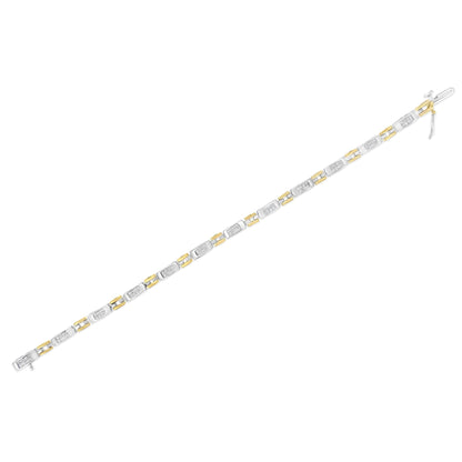 10K Two-Tone Gold Princess Cut Diamond Geo Link Bracelet (1.00 cttw, H-I Color, SI1-SI2 Clarity) Bids.com