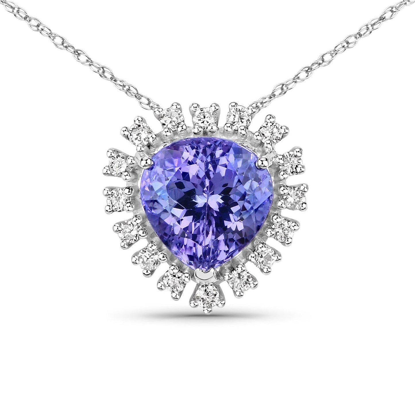 3.25 Carat Genuine Tanzanite and White Diamond 14K White Gold Pendant Bids.com