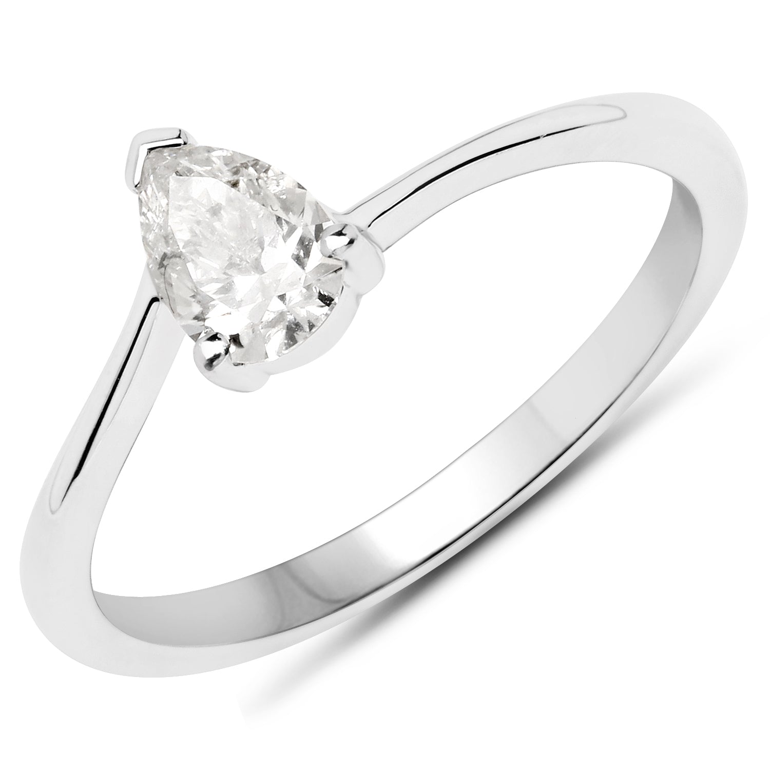14K White Gold 0.50 Carat Genuine White Diamond Ring Bids.com