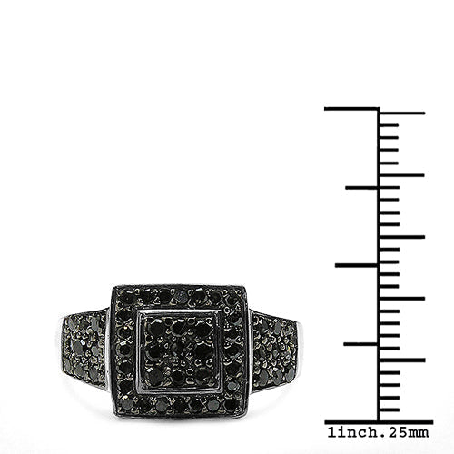 0.77 Carat Genuine Black Diamond .925 Sterling Silver Ring Bids.com