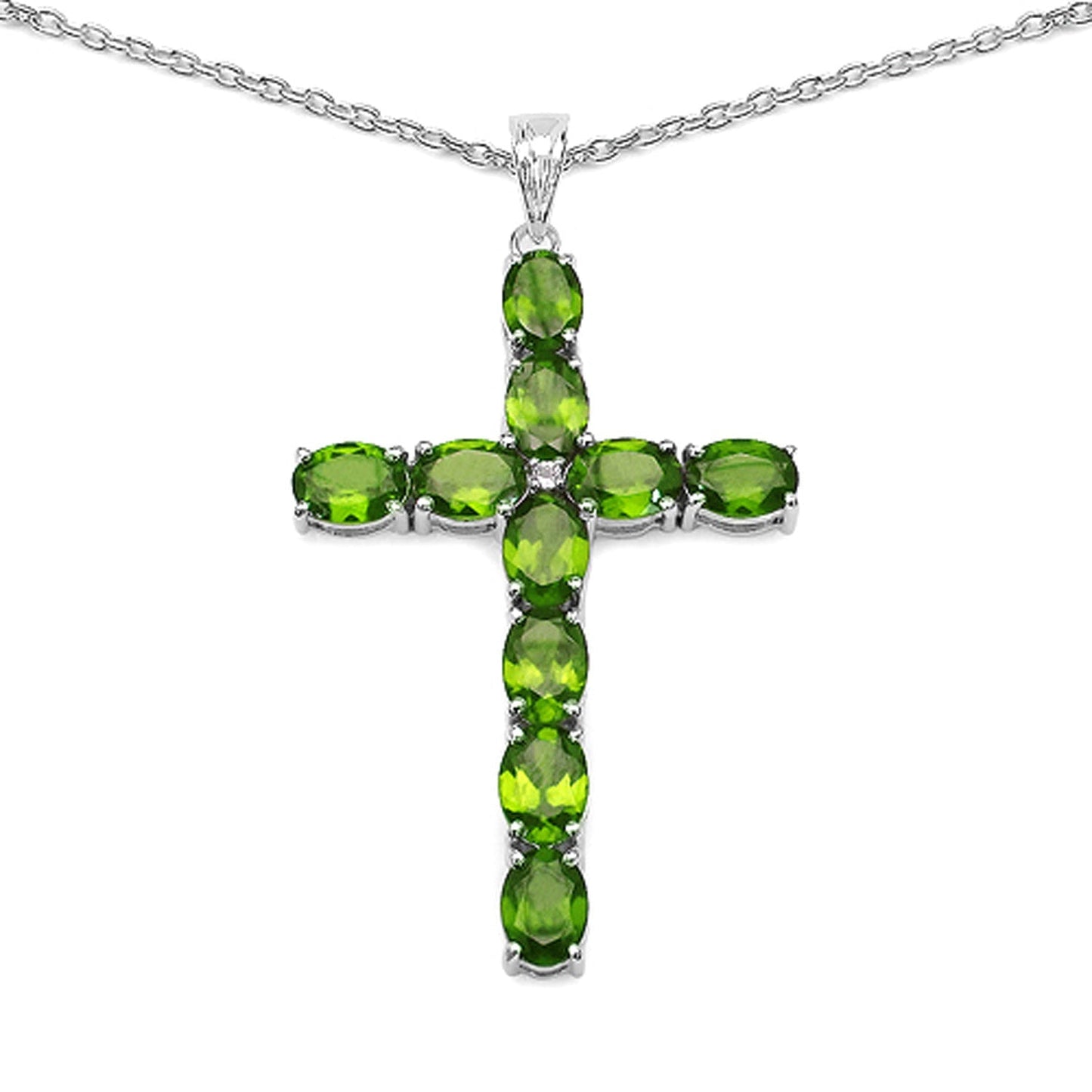 8.32 Carat Genuine Peridot and White Topaz .925 Sterling Silver Pendant Bids.com