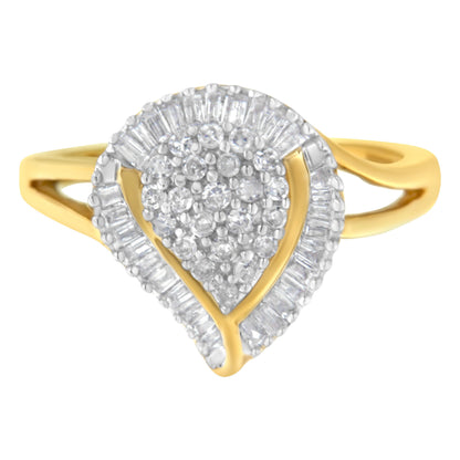 10K Yellow Gold Diamond Cluster Ring (1/2 Cttw, I-J Color, I1-I2 Clarity) - Size 8 Bids.com
