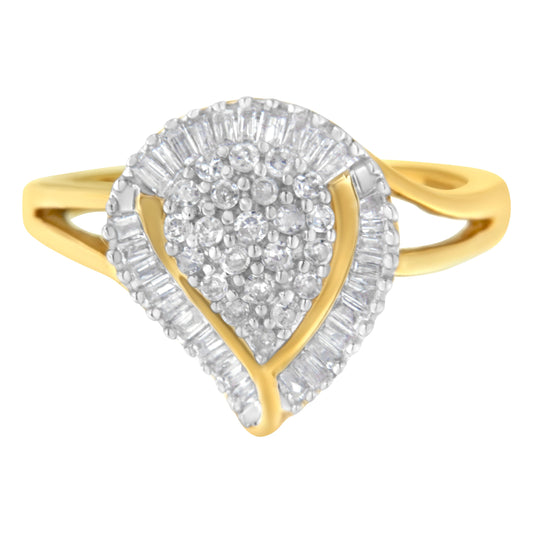 10K Yellow Gold Diamond Cluster Ring (1/2 Cttw, I-J Color, I1-I2 Clarity) - Size 8 Bids.com