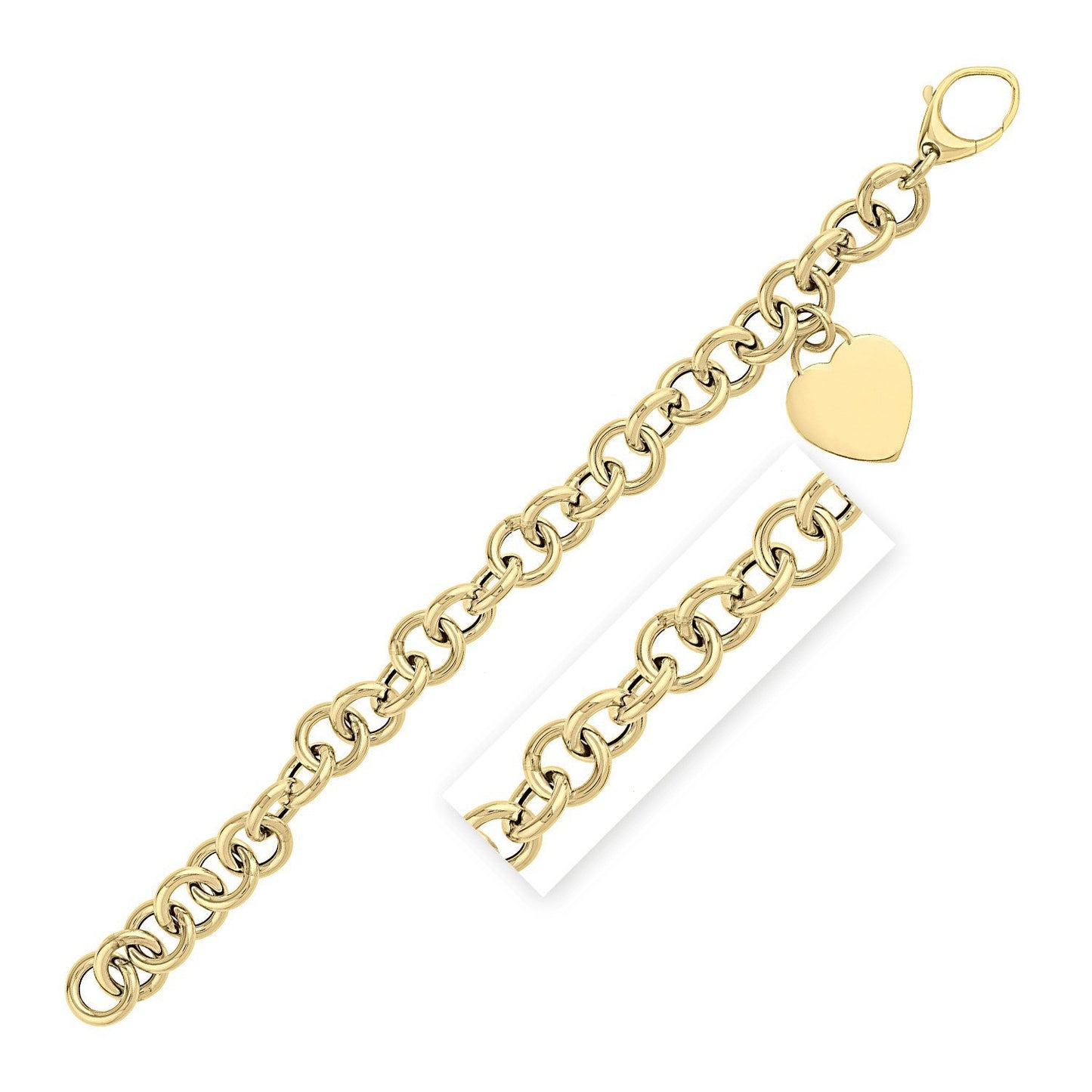 14k Yellow Gold 7 1/2 inch Rolo Link Bracelet (11.40 mm) Bids.com