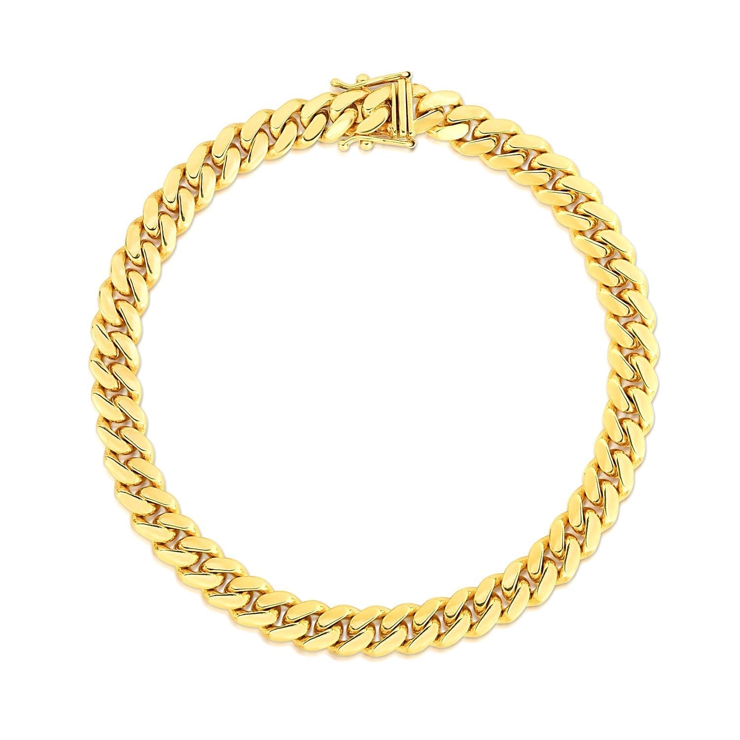 7.0mm 14k Yellow Gold Classic Miami Cuban Solid Bracelet Bids.com