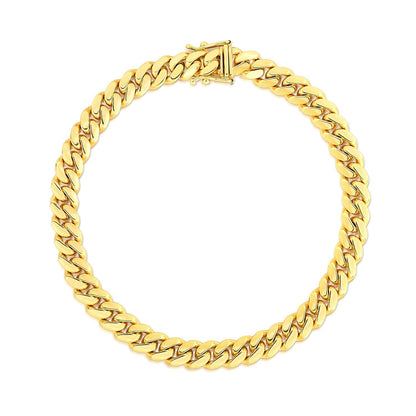 7.0mm 14k Yellow Gold Classic Miami Cuban Solid Bracelet Bids.com