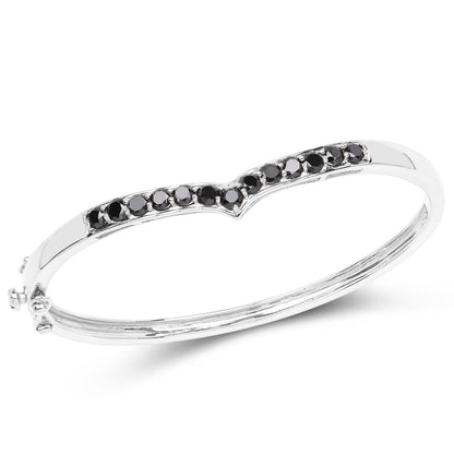 2.28 Carat Genuine Black Diamond .925 Sterling Silver Bangle Bids.com
