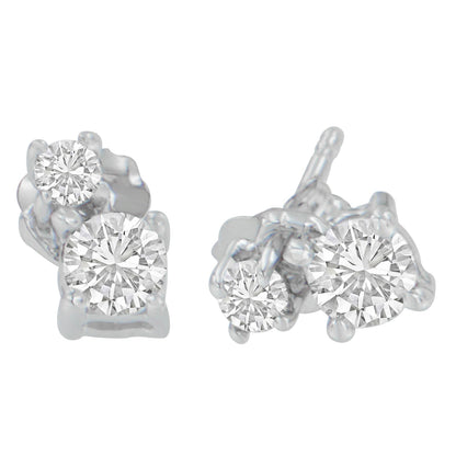 14K White Gold 1/2 cttw Round Cut Diamond Earrings (H-I, SI2-I1) Bids.com