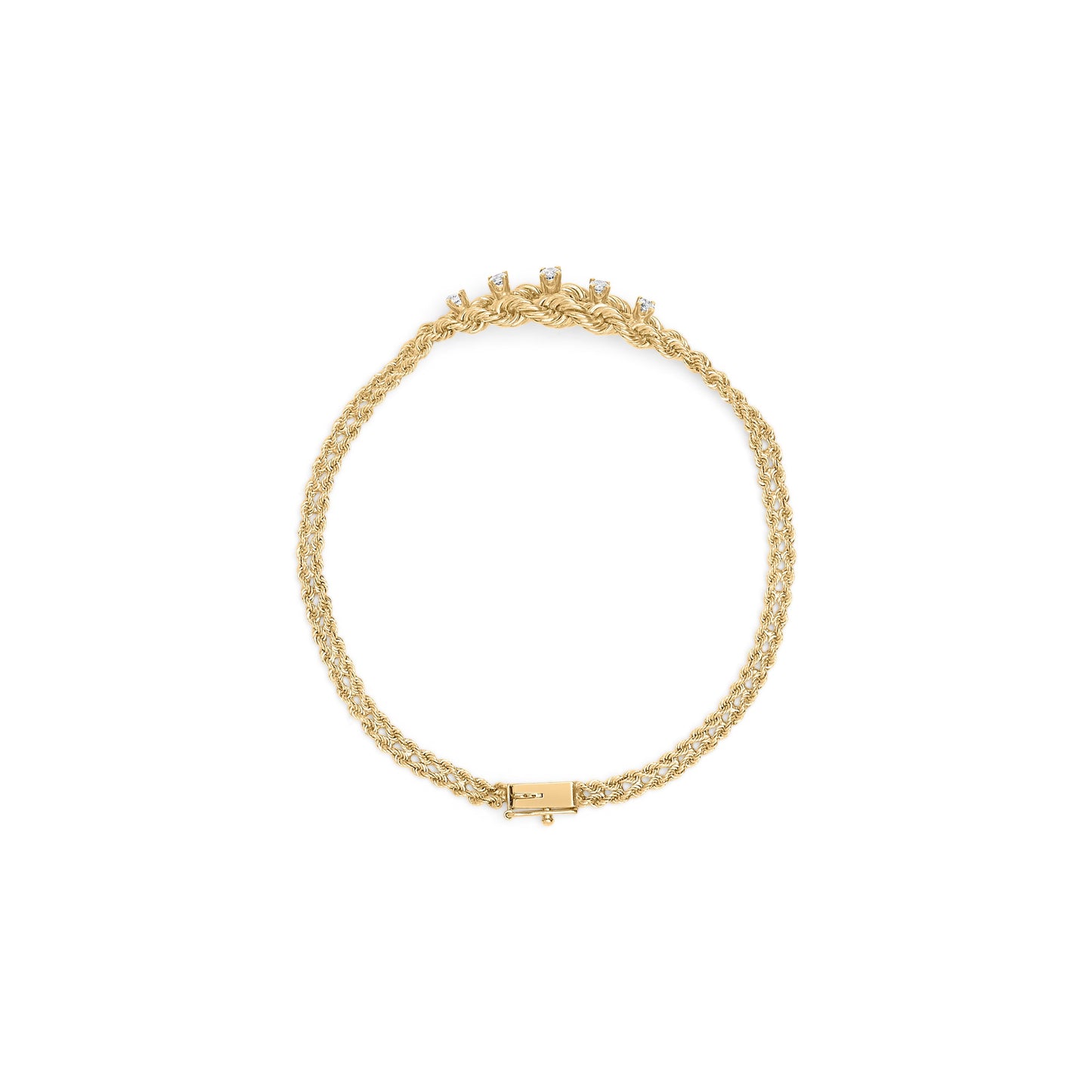10K Yellow Gold 1/4 Cttw Round-Cut Diamond Basket Weave Rope Chain Style 7" Bracelet (H-I Color, I1-I2 Clarity) Bids.com
