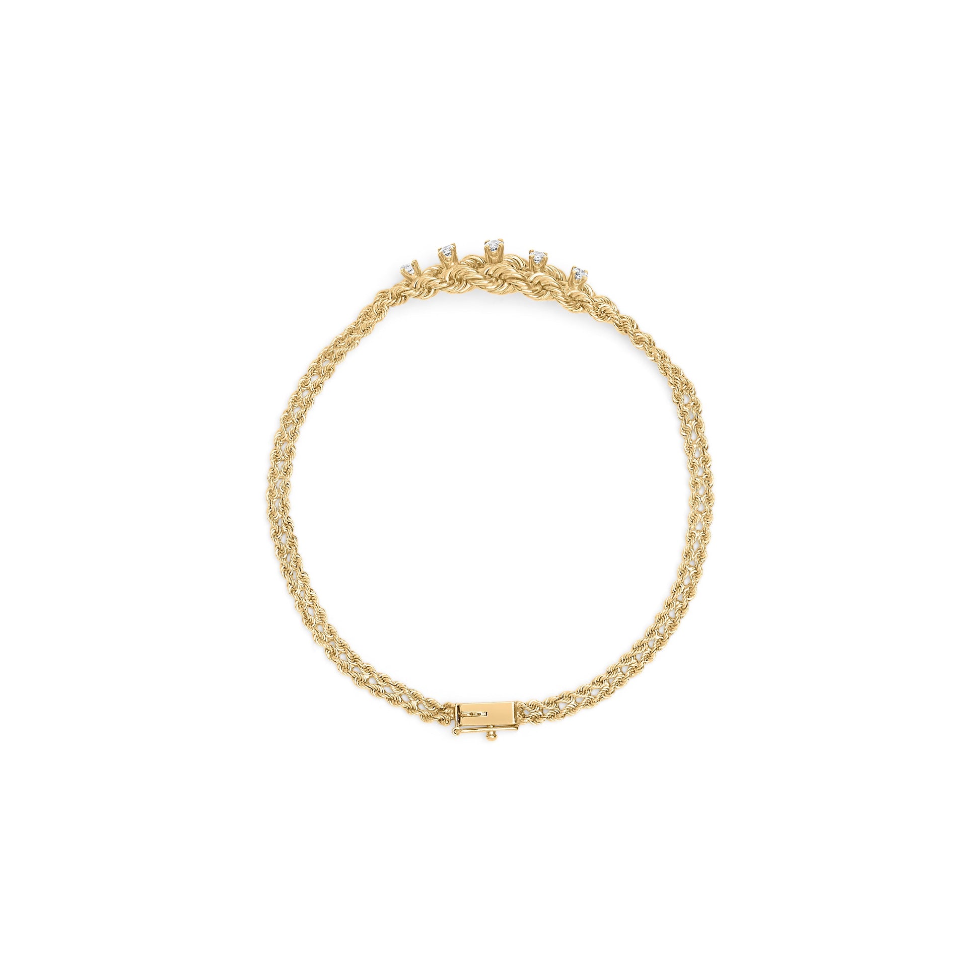 10K Yellow Gold 1/4 Cttw Round-Cut Diamond Basket Weave Rope Chain Style 7" Bracelet (H-I Color, I1-I2 Clarity) Bids.com