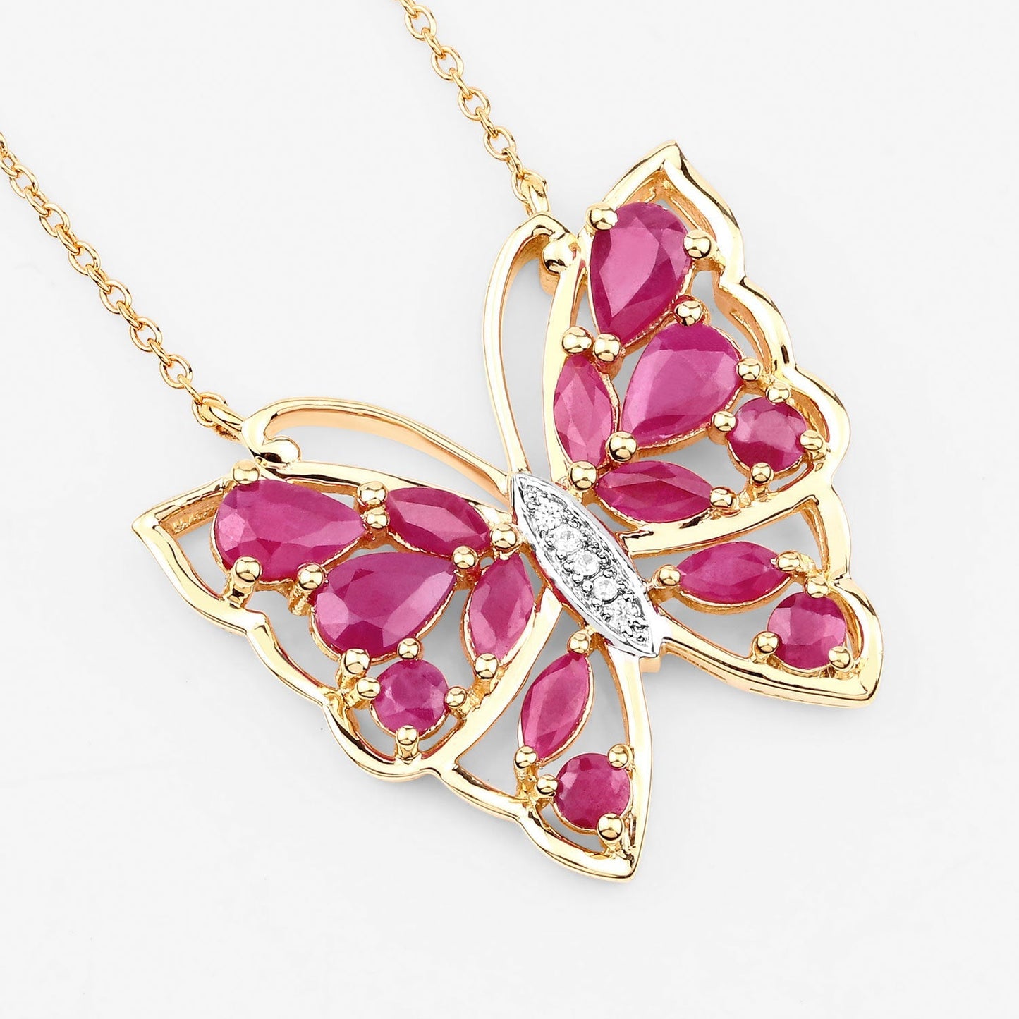 2.88 Carat Genuine Ruby and White Zircon .925 Sterling Silver Necklace Bids.com
