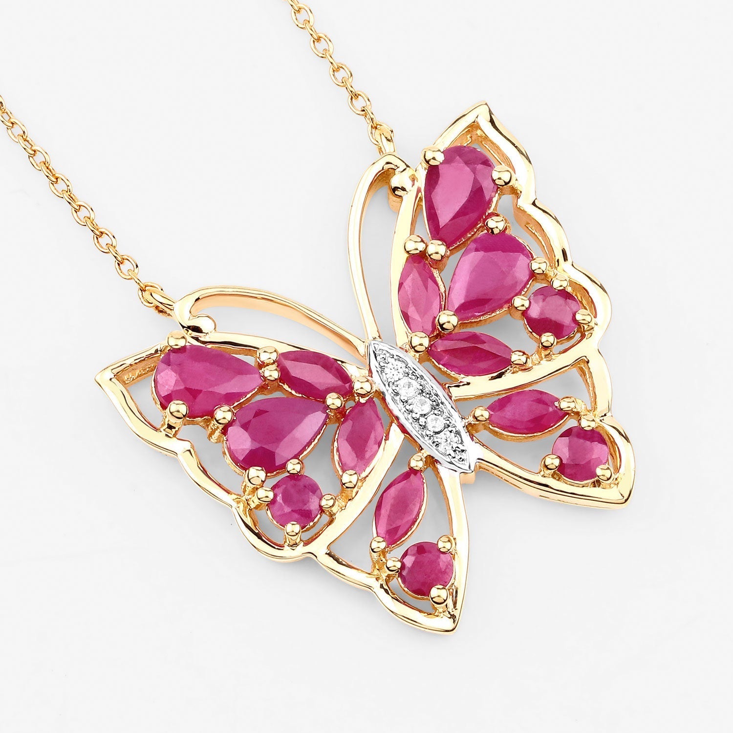 2.88 Carat Genuine Ruby and White Zircon .925 Sterling Silver Necklace Bids.com