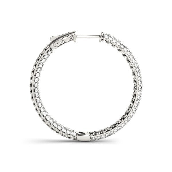 14k White Gold Two Row Pave Set Diamond Hoop Earrings (7 cttw) Bids.com