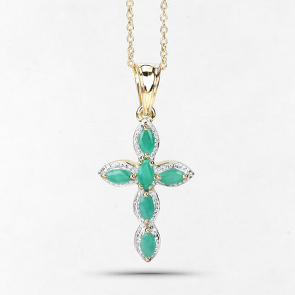 18K Yellow Gold Plated 0.84 Carat Genuine Emerald .925 Sterling Silver Pendant Bids.com