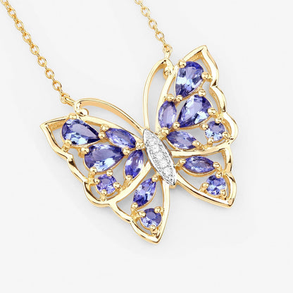2.76 Carat Genuine Tanzanite and White Zircon .925 Sterling Silver Necklace Bids.com