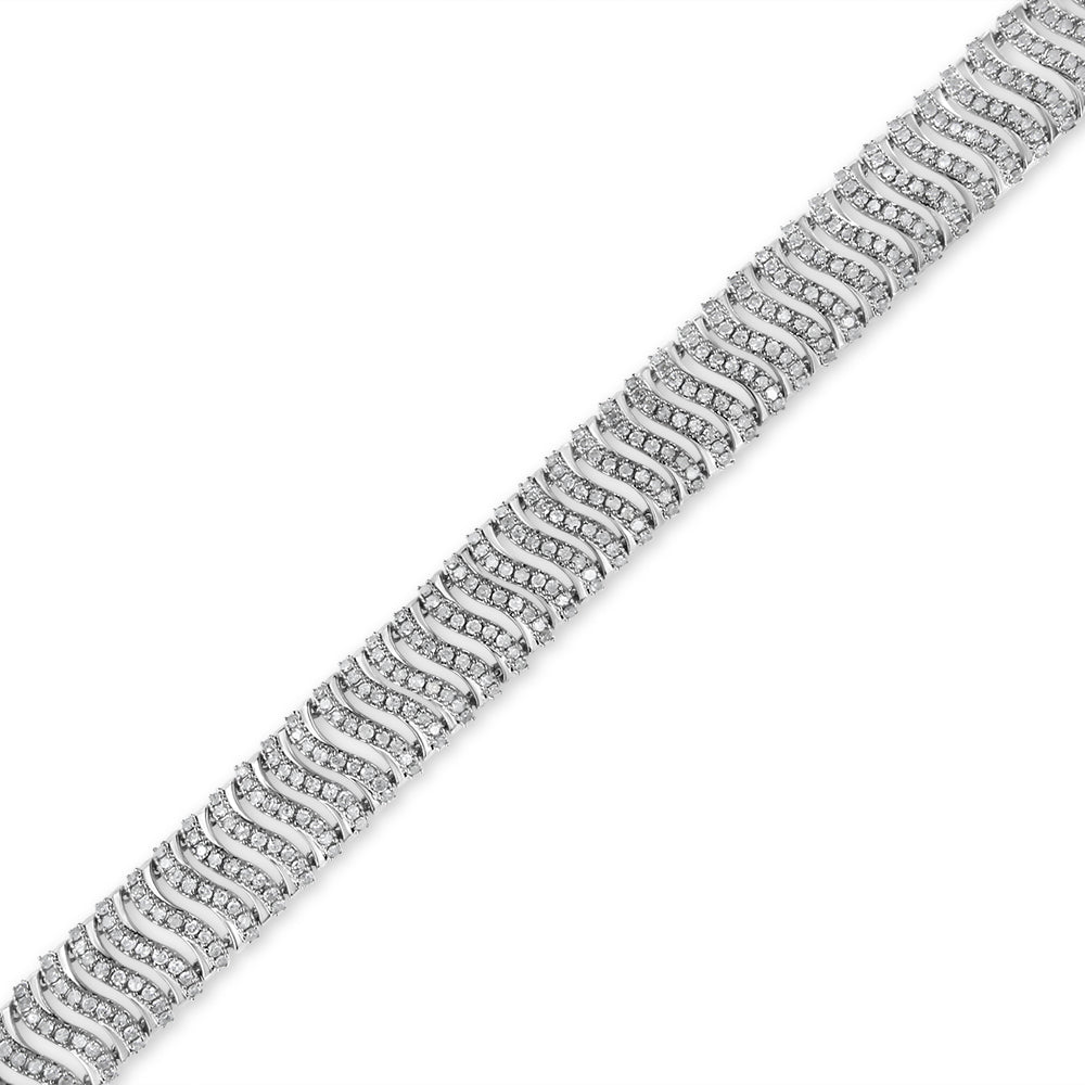 .925 Sterling Silver 5.00 Cttw Round-Cut Diamond "S" Link Bracelet (I-J Color, I3 Clarity) - Size 7.25 Bids.com
