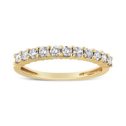 IGI Certified 1/2 Cttw Diamond 10K Yellow Gold Prong Set Fluted Band Style Wedding Ring (J-K Color, I1-I2 Clarity) - Size 7 Bids.com