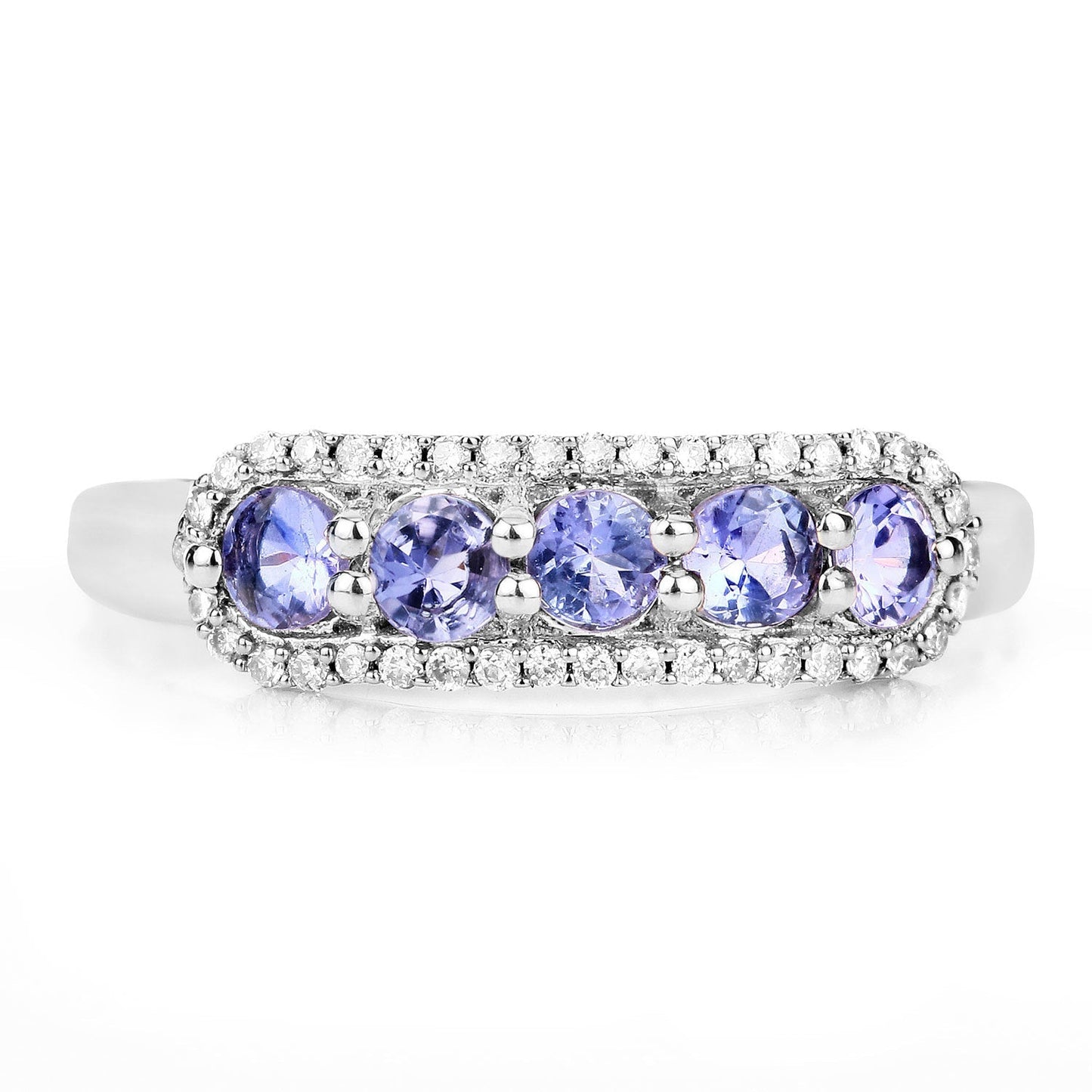0.61 Carat Genuine Tanzanite and White Diamond 14K White Gold Ring Bids.com