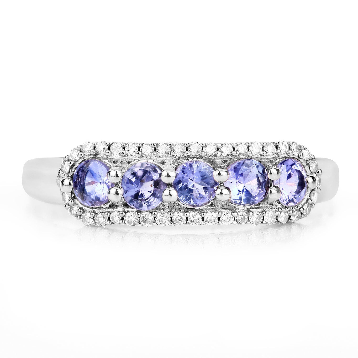 0.61 Carat Genuine Tanzanite and White Diamond 14K White Gold Ring Bids.com